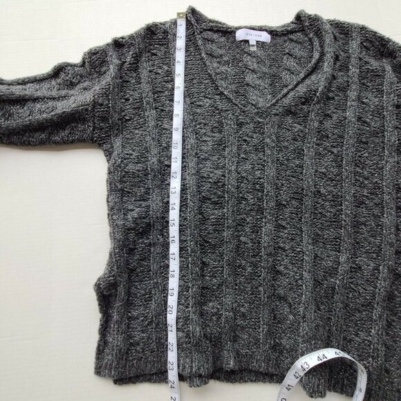 John + Jenn by Line Cable Knit Sweater Marled Gray V-Neck Size Large - Picture 11 of 11